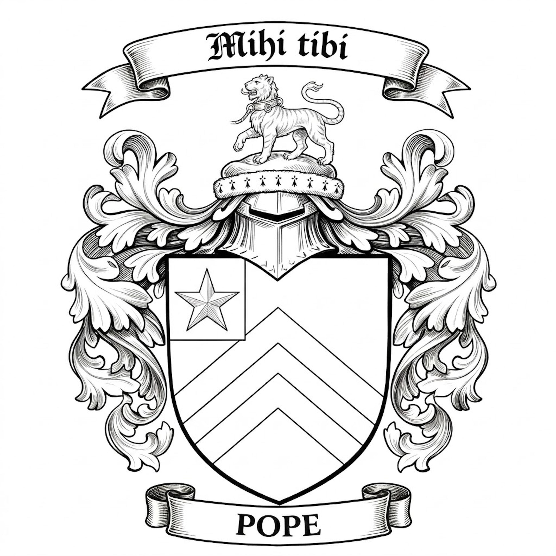 The Pope Family Coat of Arms digital download: Includes Color PNG, B&W PNG, and SVG vector files