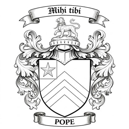 The Pope Family Coat of Arms digital download: Includes Color PNG, B&W PNG, and SVG vector files