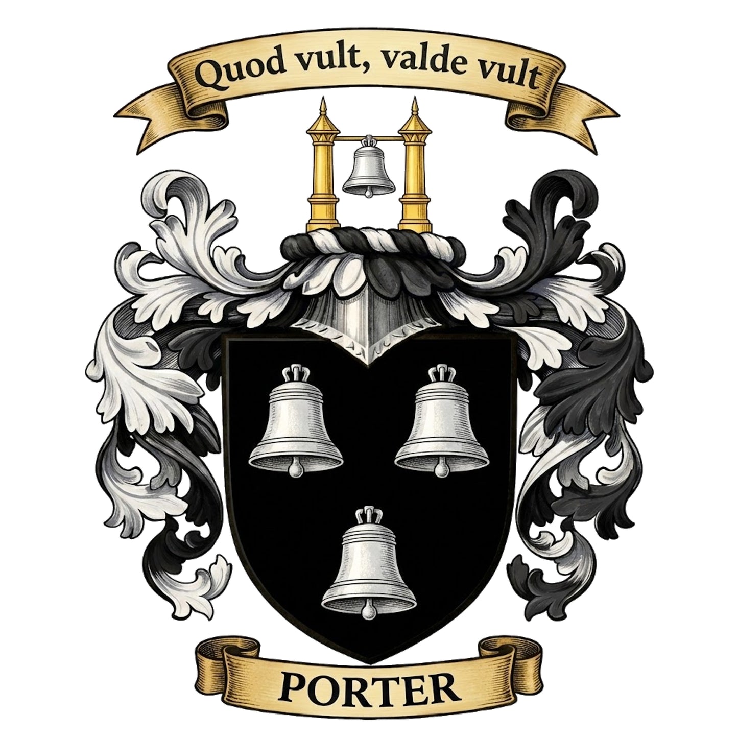 The Porter Family Coat of Arms digital download: Includes Color PNG, B&W PNG, and SVG vector files
