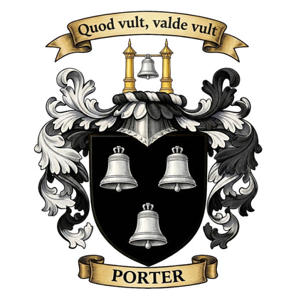 The Porter Family Coat of Arms digital download: Includes Color PNG, B&W PNG, and SVG vector files