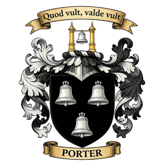 The Porter Family Coat of Arms digital download: Includes Color PNG, B&W PNG, and SVG vector files