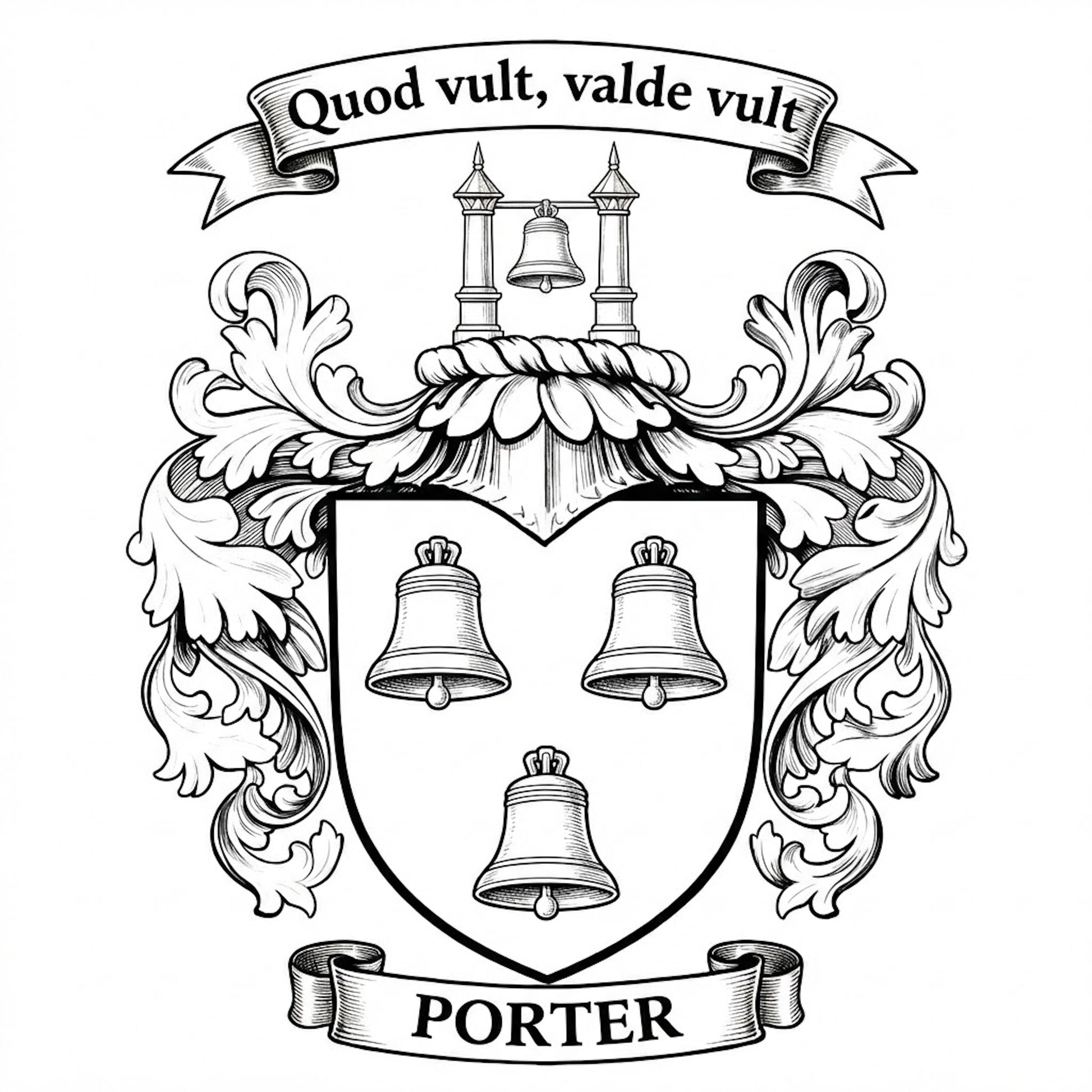 The Porter Family Coat of Arms digital download: Includes Color PNG, B&W PNG, and SVG vector files