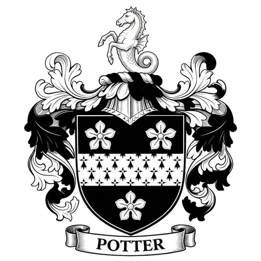 The Potter Family Coat of Arms digital download: Includes Color PNG, B&W PNG, and SVG vector files