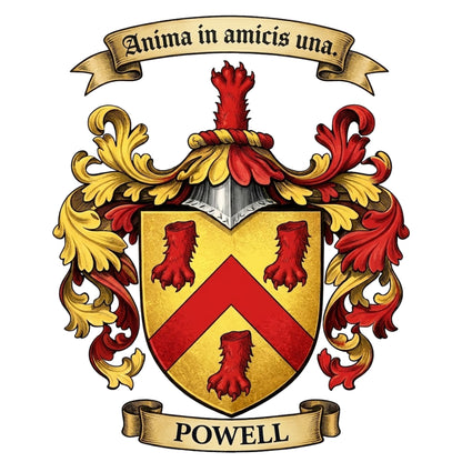 The Powell Family Coat of Arms digital download: Includes Color PNG, B&W PNG, and SVG vector files