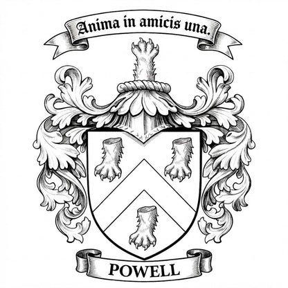 The Powell Family Coat of Arms digital download: Includes Color PNG, B&W PNG, and SVG vector files