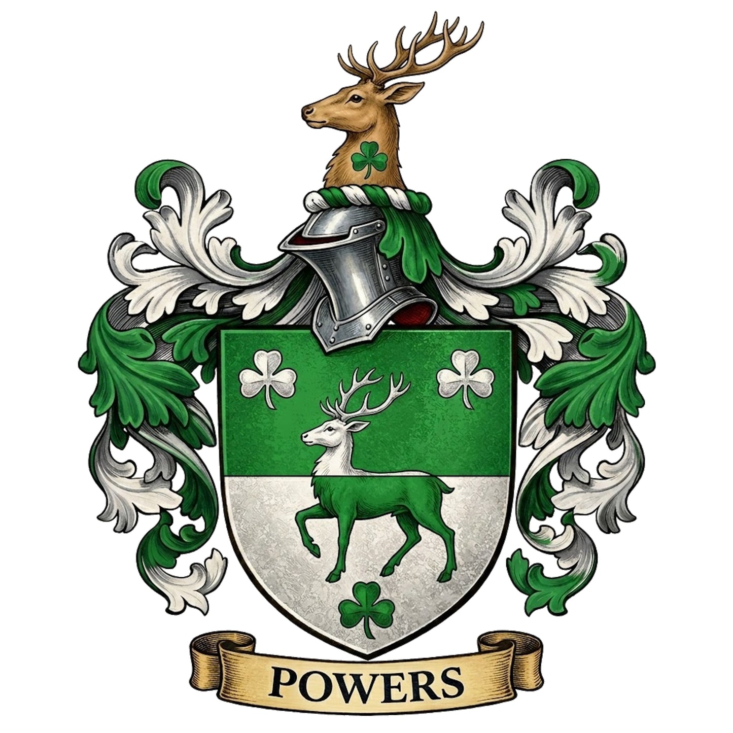 The Powers Family Coat of Arms digital download: Includes Color PNG, B&W PNG, and SVG vector files