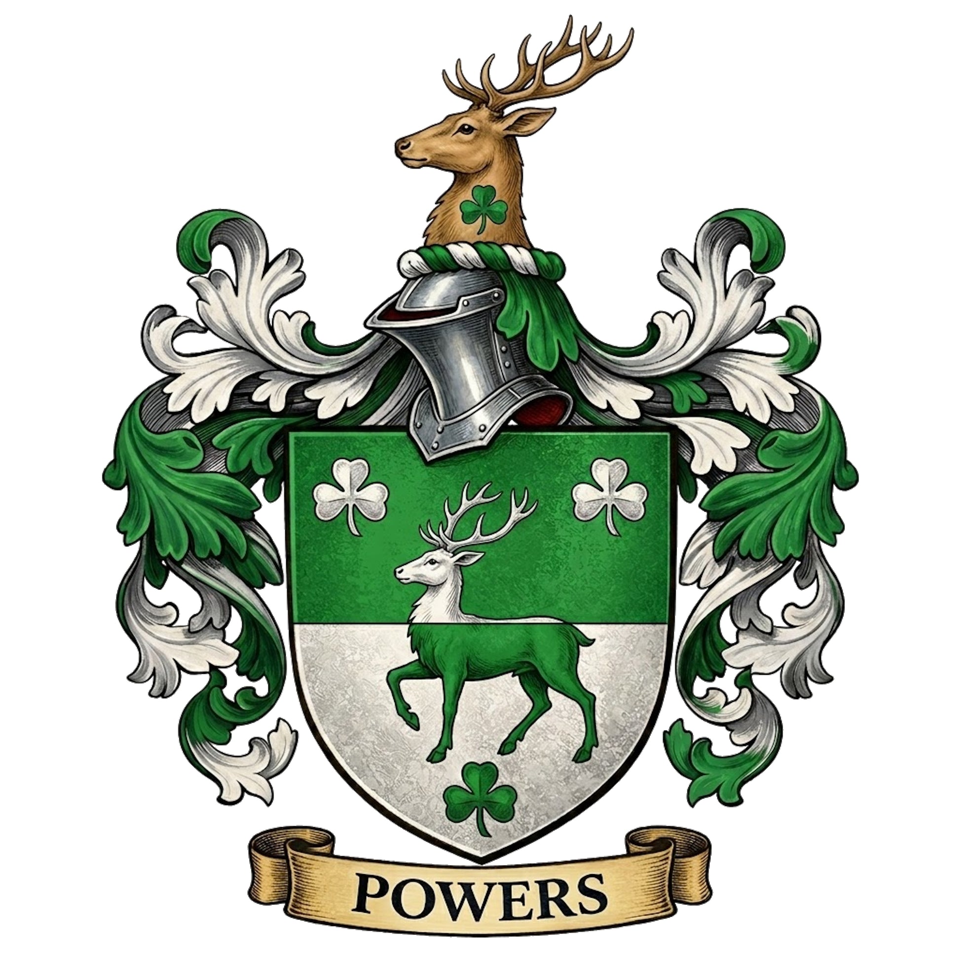 The Powers Family Coat of Arms digital download: Includes Color PNG, B&W PNG, and SVG vector files