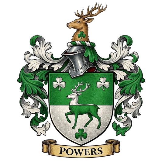 The Powers Family Coat of Arms digital download: Includes Color PNG, B&W PNG, and SVG vector files
