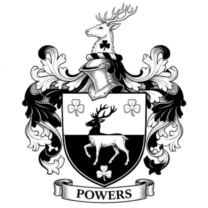 The Powers Family Coat of Arms digital download: Includes Color PNG, B&W PNG, and SVG vector files