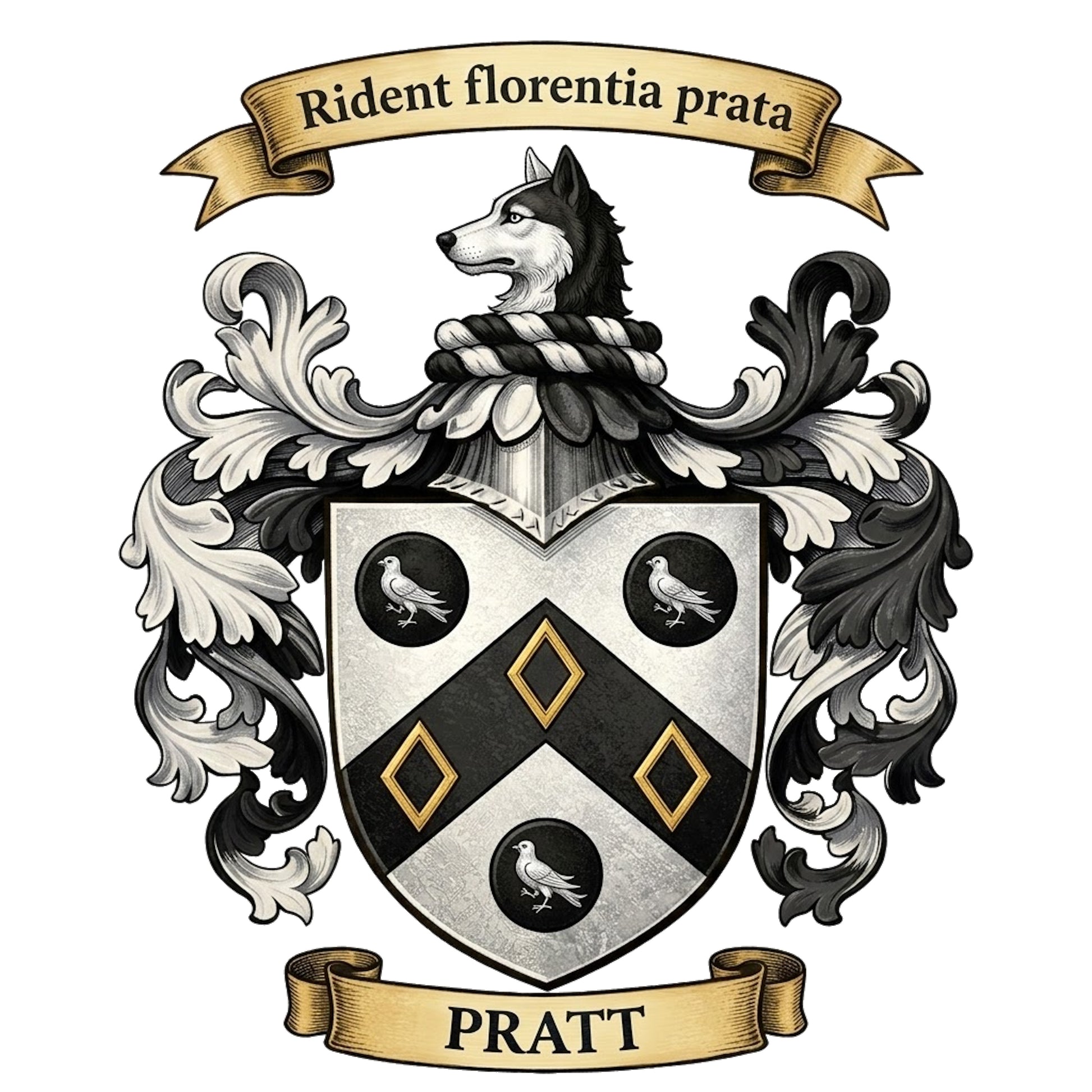 The Pratt Family Coat of Arms digital download: Includes Color PNG, B&W PNG, and SVG vector files