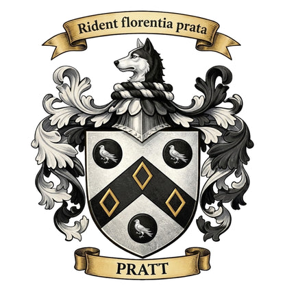 The Pratt Family Coat of Arms digital download: Includes Color PNG, B&W PNG, and SVG vector files