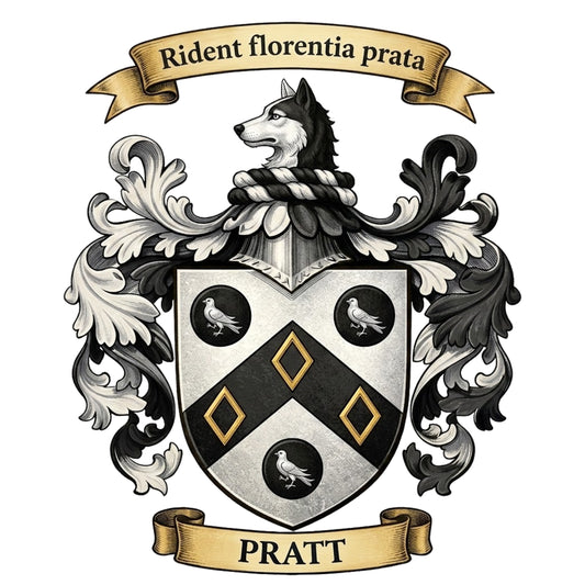 The Pratt Family Coat of Arms digital download: Includes Color PNG, B&W PNG, and SVG vector files