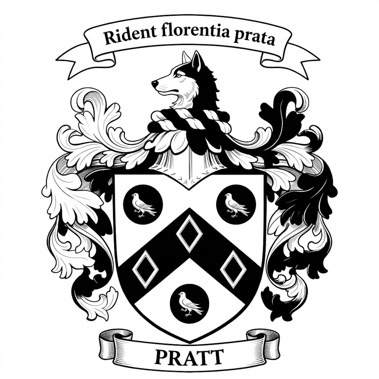 The Pratt Family Coat of Arms digital download: Includes Color PNG, B&W PNG, and SVG vector files