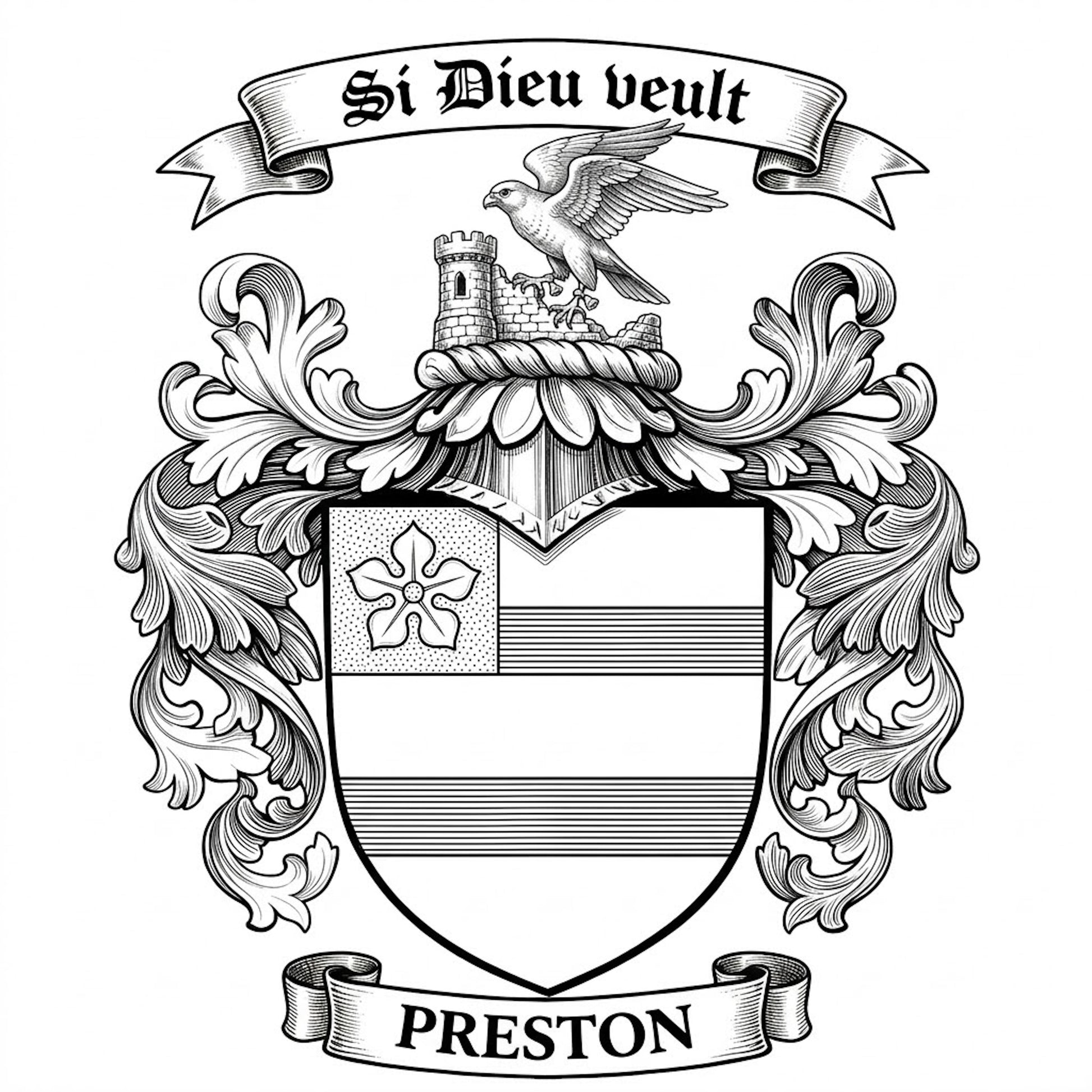 The Preston Family Coat of Arms digital download: Includes Color PNG, B&W PNG, and SVG vector files