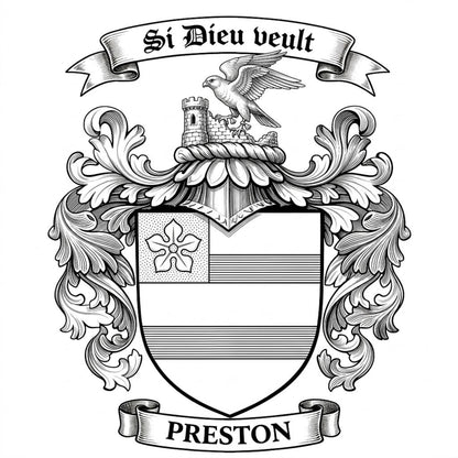 The Preston Family Coat of Arms digital download: Includes Color PNG, B&W PNG, and SVG vector files