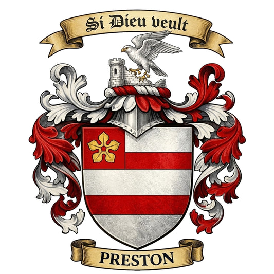 The Preston Family Coat of Arms digital download: Includes Color PNG, B&W PNG, and SVG vector files