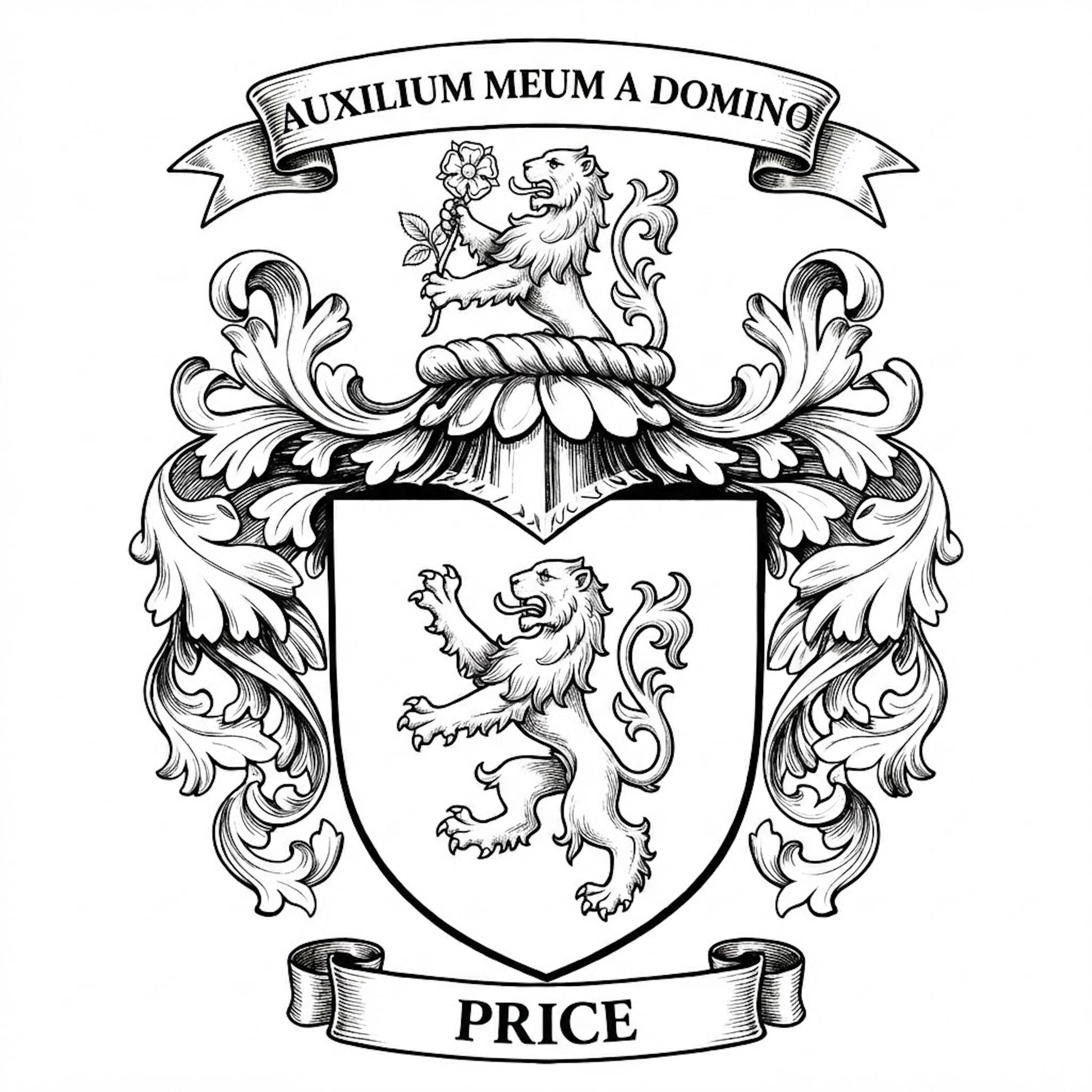The Price Family Coat of Arms digital download: Includes Color PNG, B&W PNG, and SVG vector files