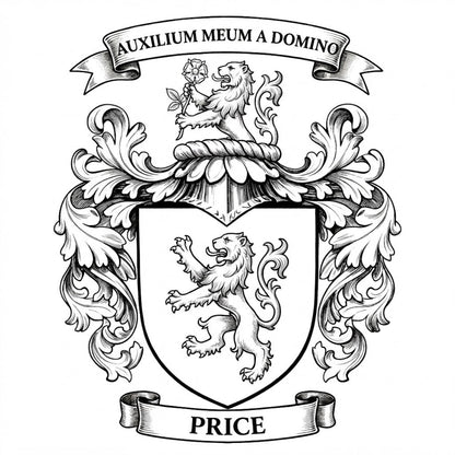 The Price Family Coat of Arms digital download: Includes Color PNG, B&W PNG, and SVG vector files
