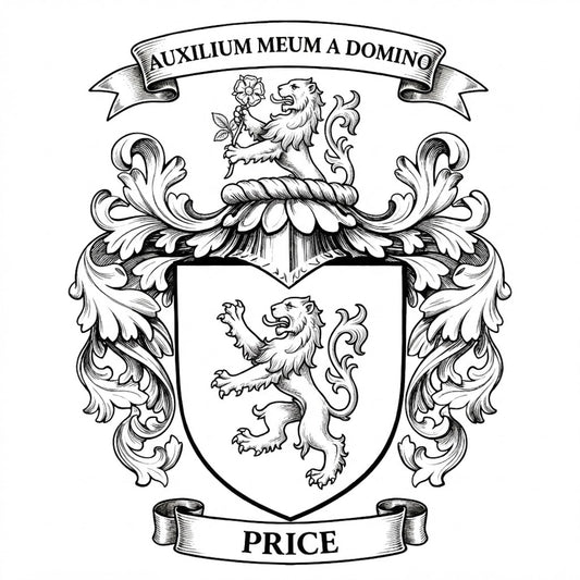The Price Family Coat of Arms digital download: Includes Color PNG, B&W PNG, and SVG vector files