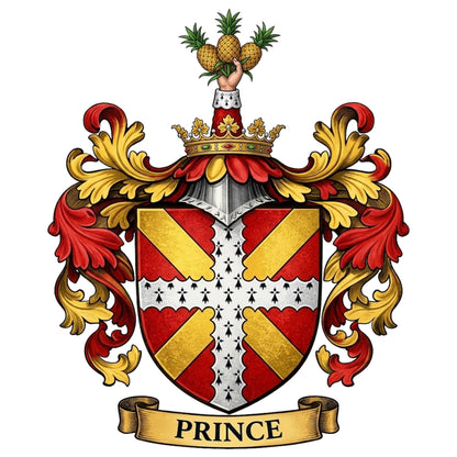 The Prince Family Coat of Arms digital download: Includes Color PNG, B&W PNG, and SVG vector files