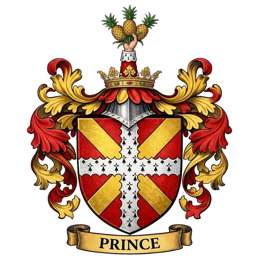 The Prince Family Coat of Arms digital download: Includes Color PNG, B&W PNG, and SVG vector files