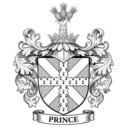 The Prince Family Coat of Arms digital download: Includes Color PNG, B&W PNG, and SVG vector files