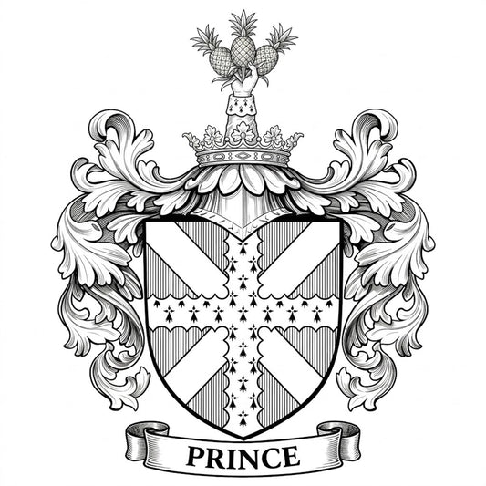 The Prince Family Coat of Arms digital download: Includes Color PNG, B&W PNG, and SVG vector files
