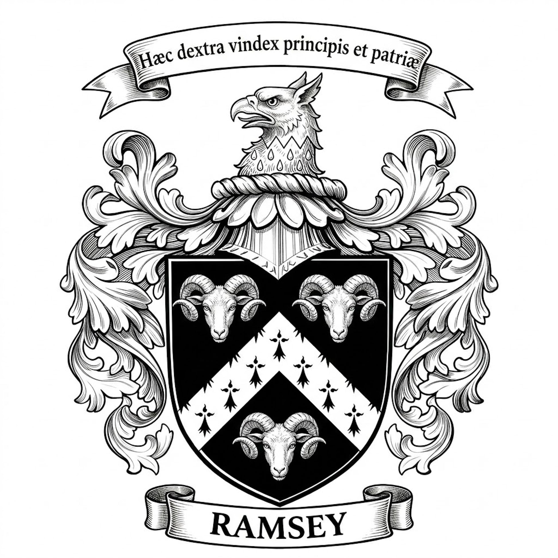 The Ramsey Family Coat of Arms digital download: Includes Color PNG, B&W PNG, and SVG vector files