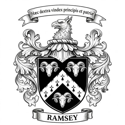 The Ramsey Family Coat of Arms digital download: Includes Color PNG, B&W PNG, and SVG vector files