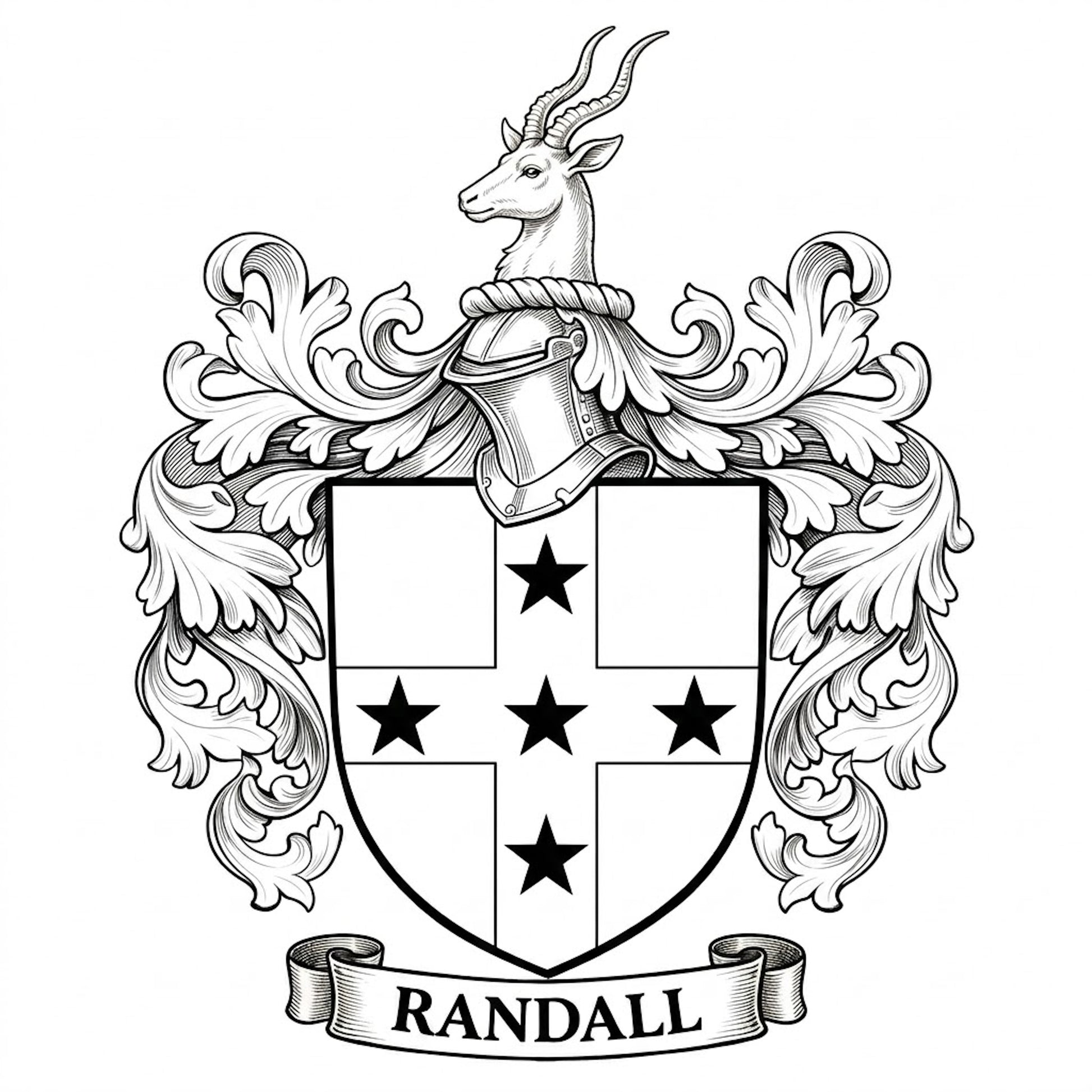 The Randall Family Coat of Arms digital download: Includes Color PNG, B&W PNG, and SVG vector files