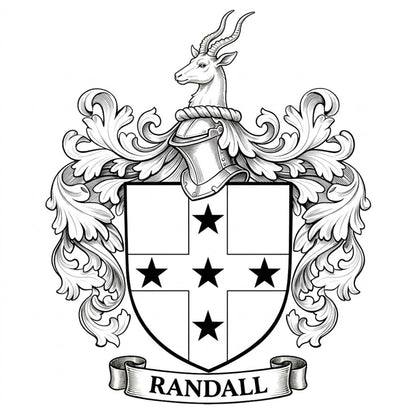 The Randall Family Coat of Arms digital download: Includes Color PNG, B&W PNG, and SVG vector files
