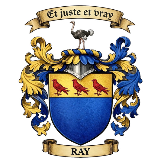 The Ray Family Coat of Arms digital download: Includes Color PNG, B&W PNG, and SVG vector files