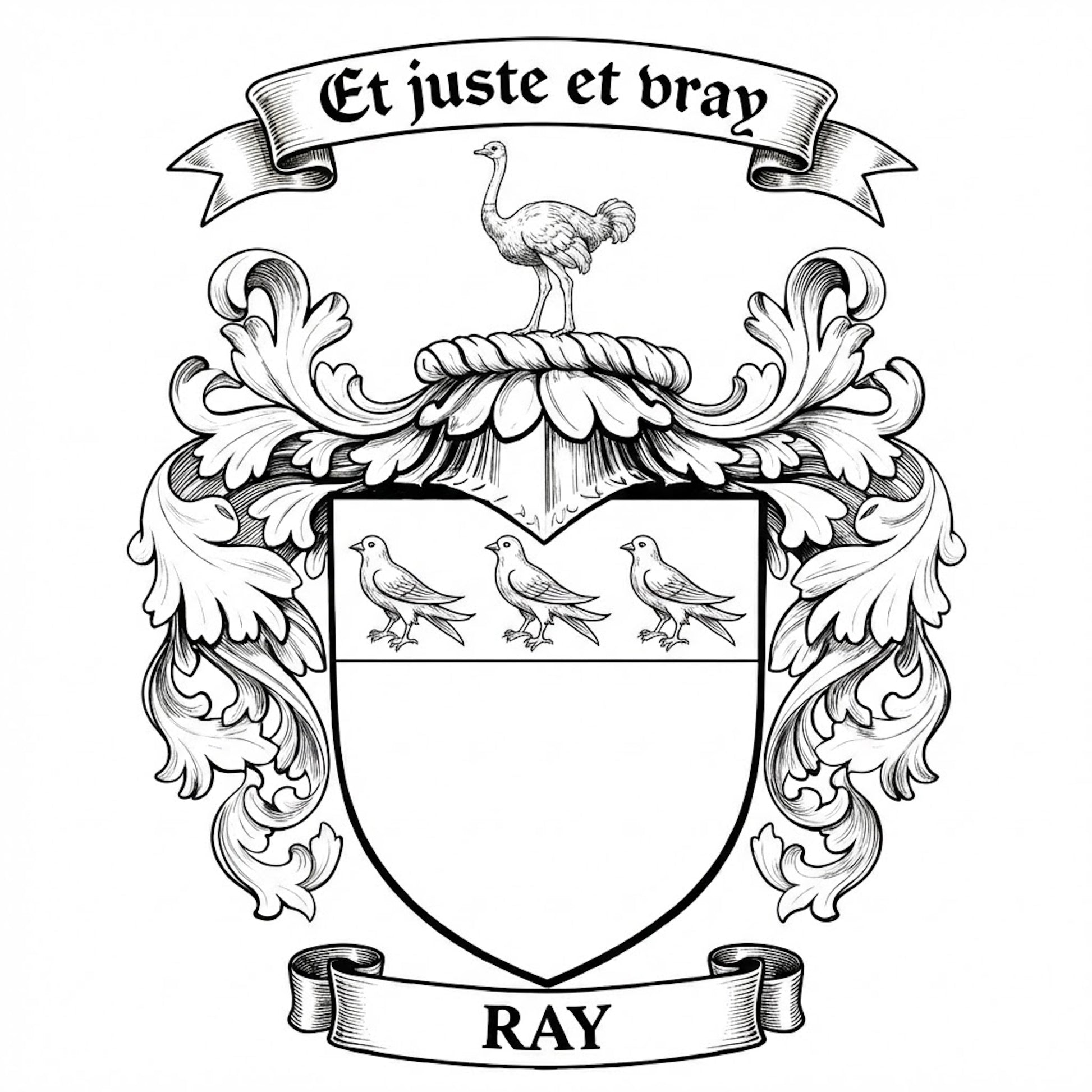 The Ray Family Coat of Arms digital download: Includes Color PNG, B&W PNG, and SVG vector files