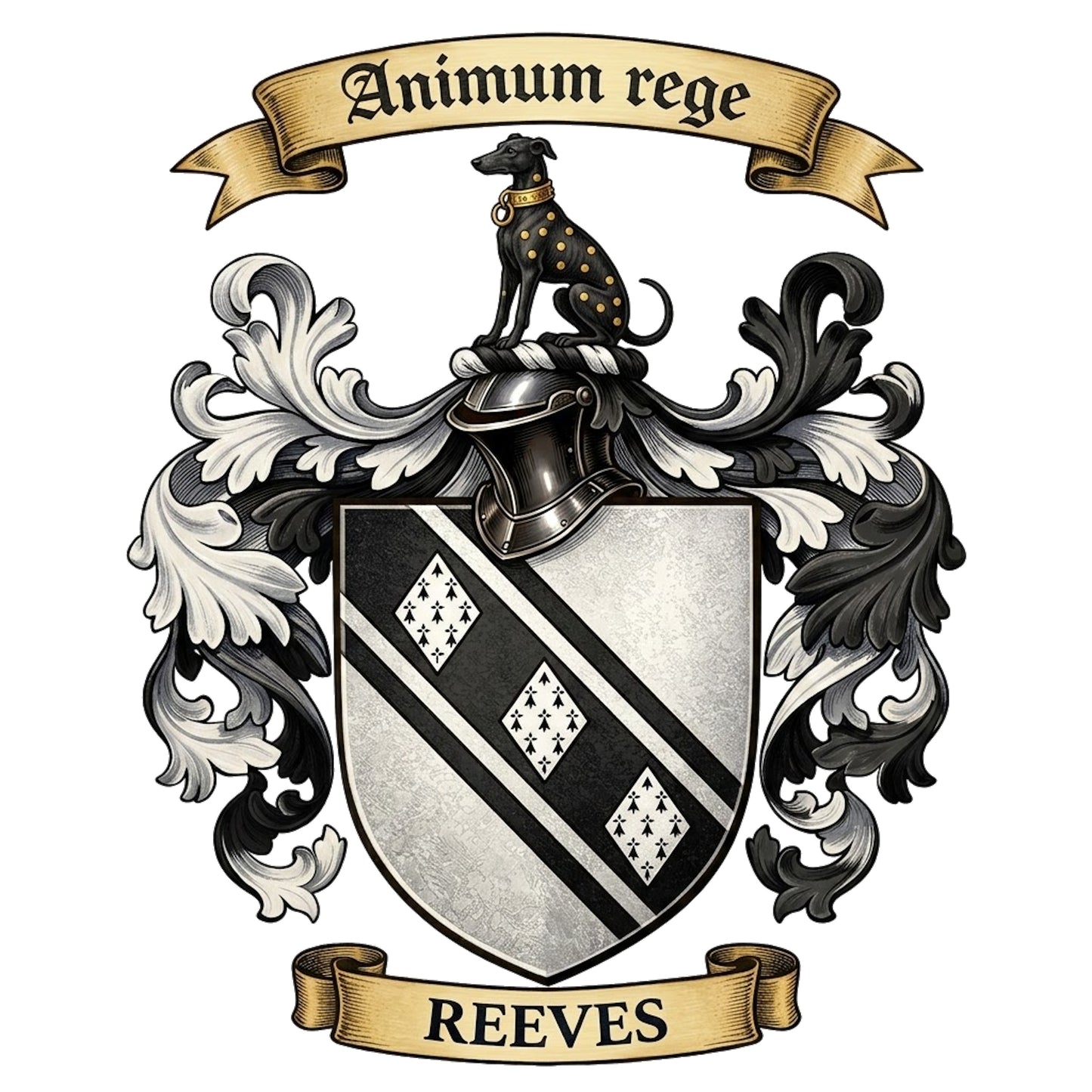 The Reeves Family Coat of Arms digital download: Includes Color PNG, B&W PNG, and SVG vector files