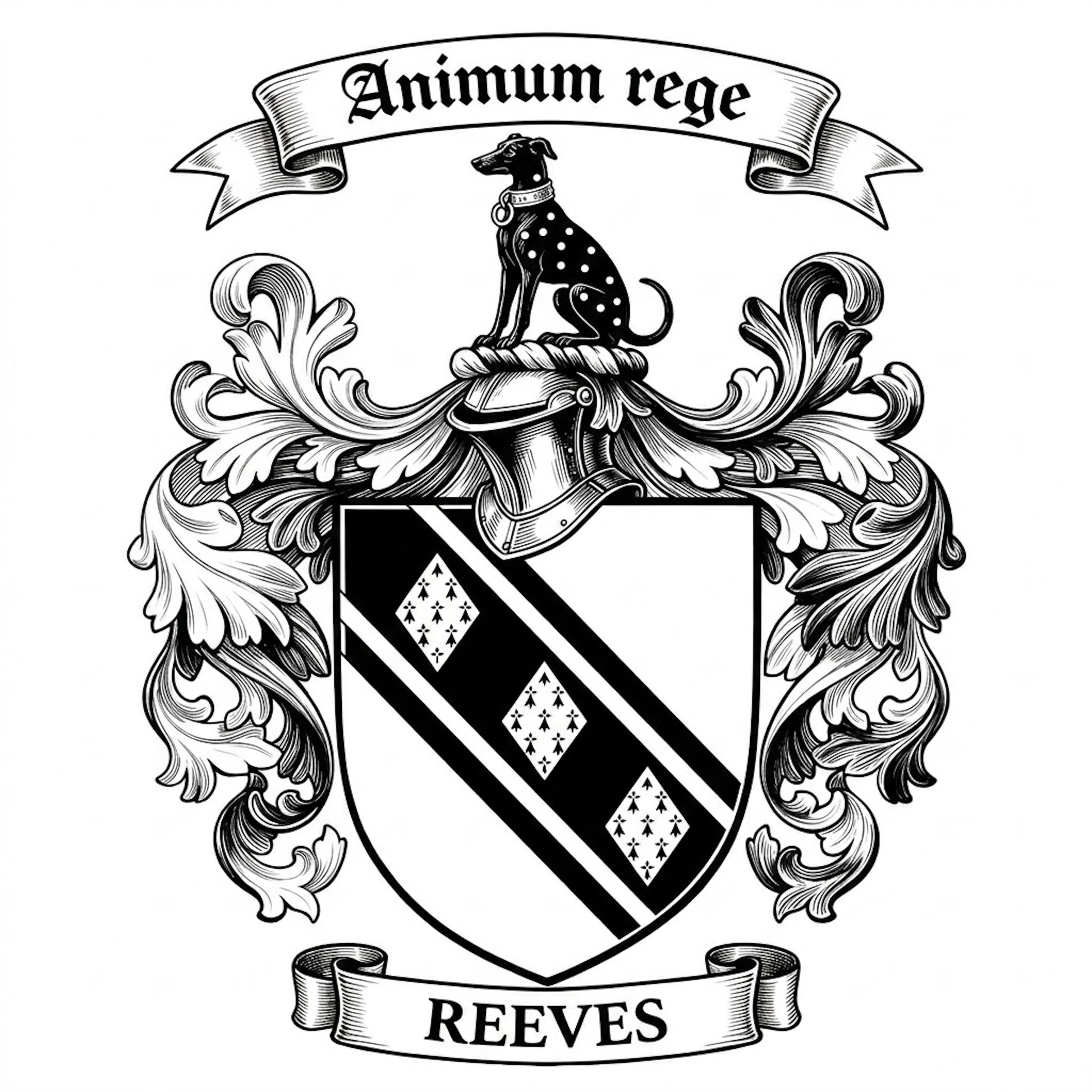 The Reeves Family Coat of Arms digital download: Includes Color PNG, B&W PNG, and SVG vector files