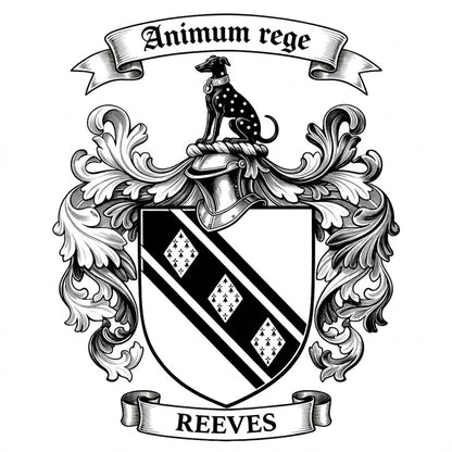 The Reeves Family Coat of Arms digital download: Includes Color PNG, B&W PNG, and SVG vector files