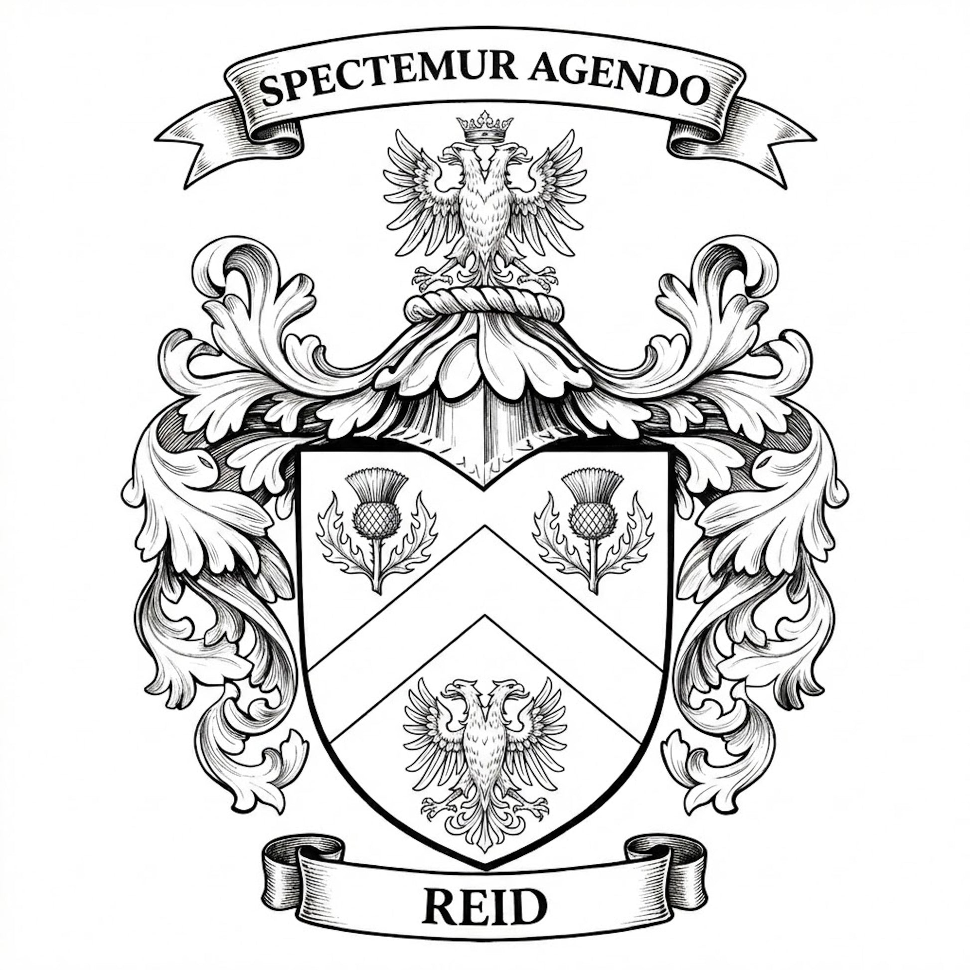 The Reid Family Coat of Arms digital download: Includes Color PNG, B&W PNG, and SVG vector files