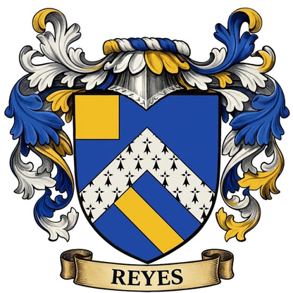 The Reyes Family Coat of Arms digital download: Includes Color PNG, B&W PNG, and SVG vector files