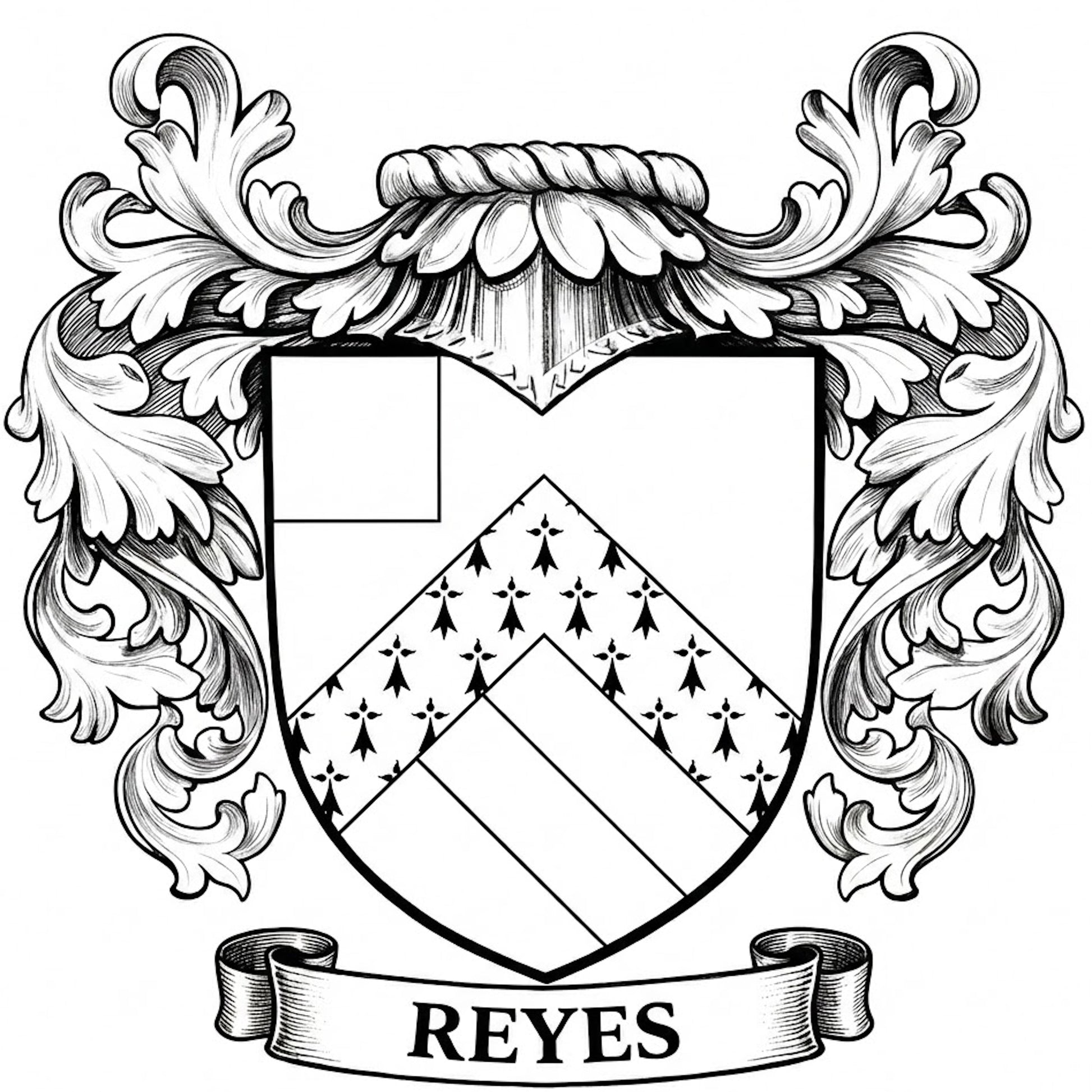 The Reyes Family Coat of Arms digital download: Includes Color PNG, B&W PNG, and SVG vector files