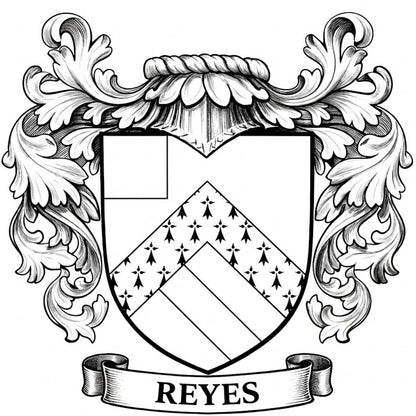 The Reyes Family Coat of Arms digital download: Includes Color PNG, B&W PNG, and SVG vector files