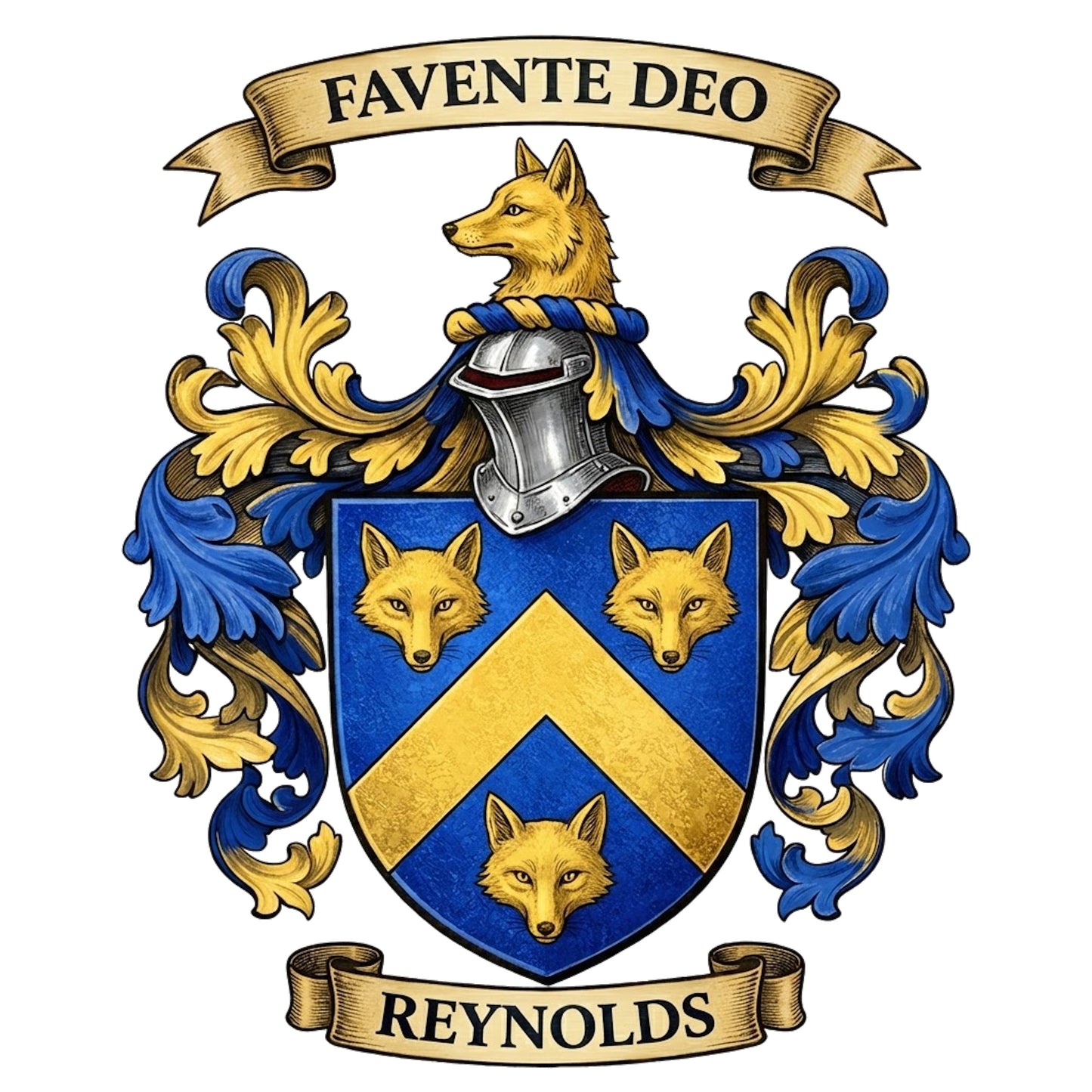 The Reynolds Family Coat of Arms digital download: Includes Color PNG, B&W PNG, and SVG vector files