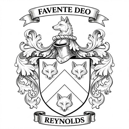 The Reynolds Family Coat of Arms digital download: Includes Color PNG, B&W PNG, and SVG vector files
