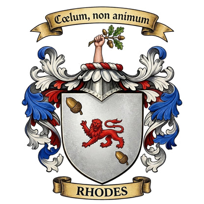 The Rhodes Family Coat of Arms digital download: Includes Color PNG, B&W PNG, and SVG vector files