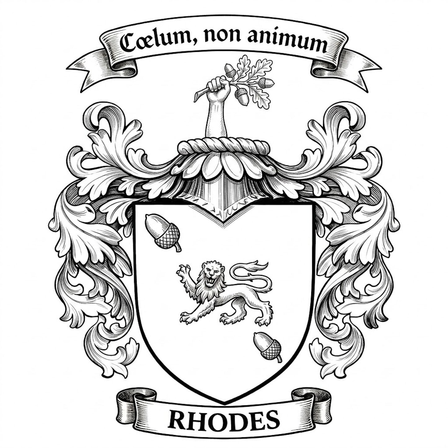 The Rhodes Family Coat of Arms digital download: Includes Color PNG, B&W PNG, and SVG vector files