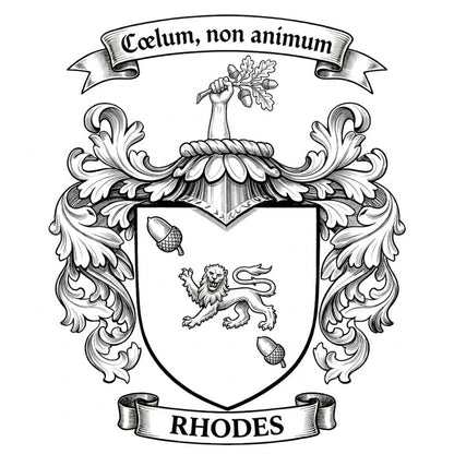 The Rhodes Family Coat of Arms digital download: Includes Color PNG, B&W PNG, and SVG vector files