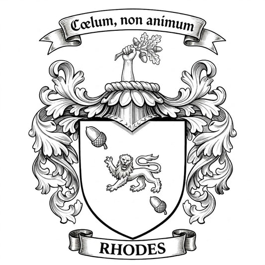 The Rhodes Family Coat of Arms digital download: Includes Color PNG, B&W PNG, and SVG vector files