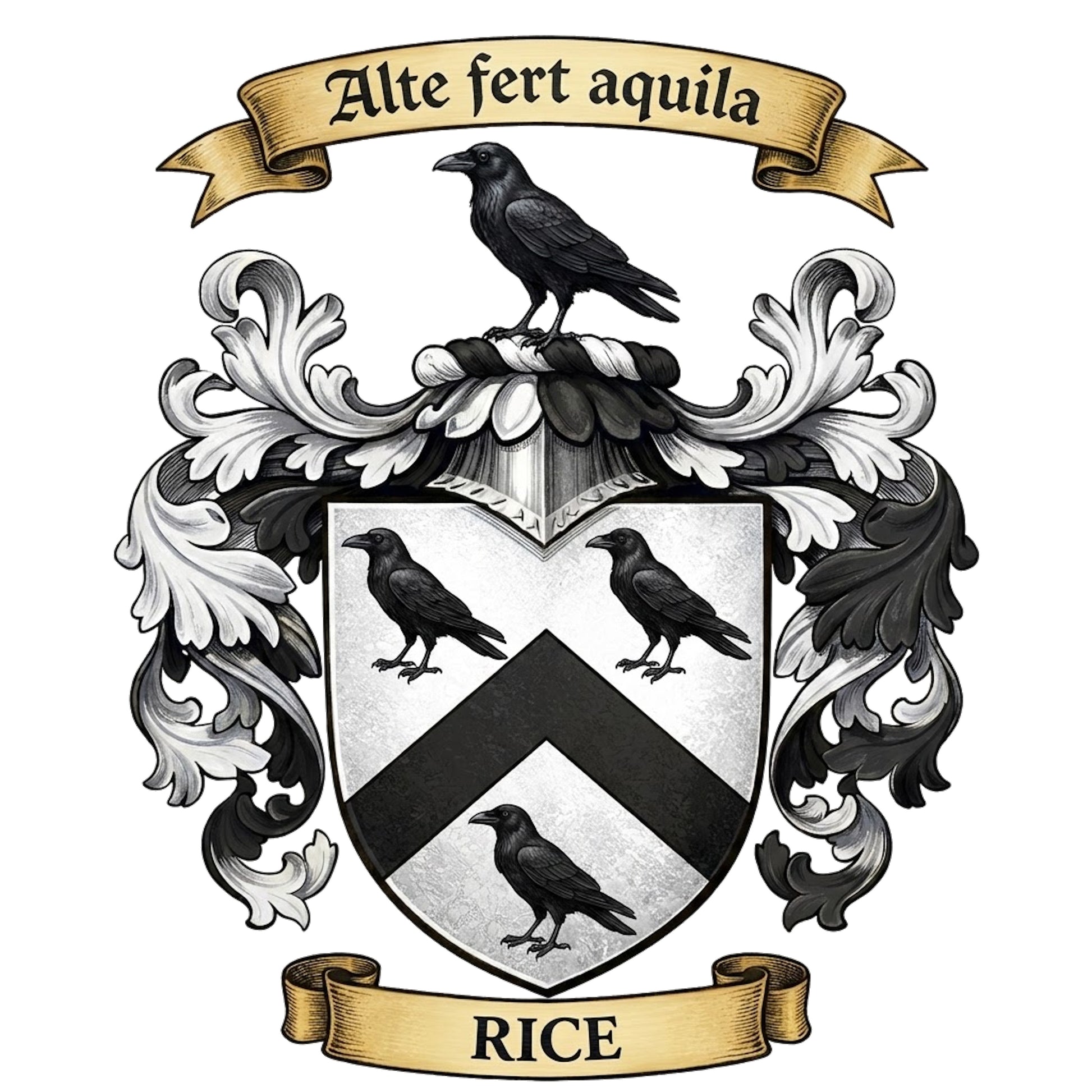 The Rice Family Coat of Arms digital download: Includes Color PNG, B&W PNG, and SVG vector files