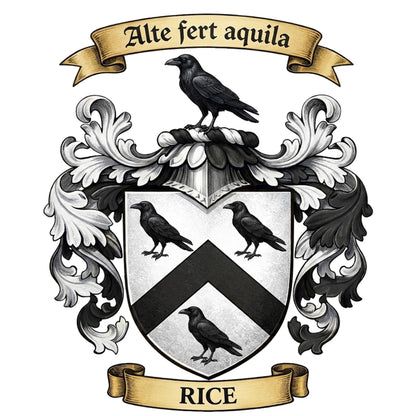 The Rice Family Coat of Arms digital download: Includes Color PNG, B&W PNG, and SVG vector files