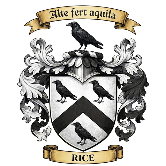 The Rice Family Coat of Arms digital download: Includes Color PNG, B&W PNG, and SVG vector files
