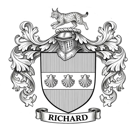 The Richard Family Coat of Arms digital download: Includes Color PNG, B&W PNG, and SVG vector files